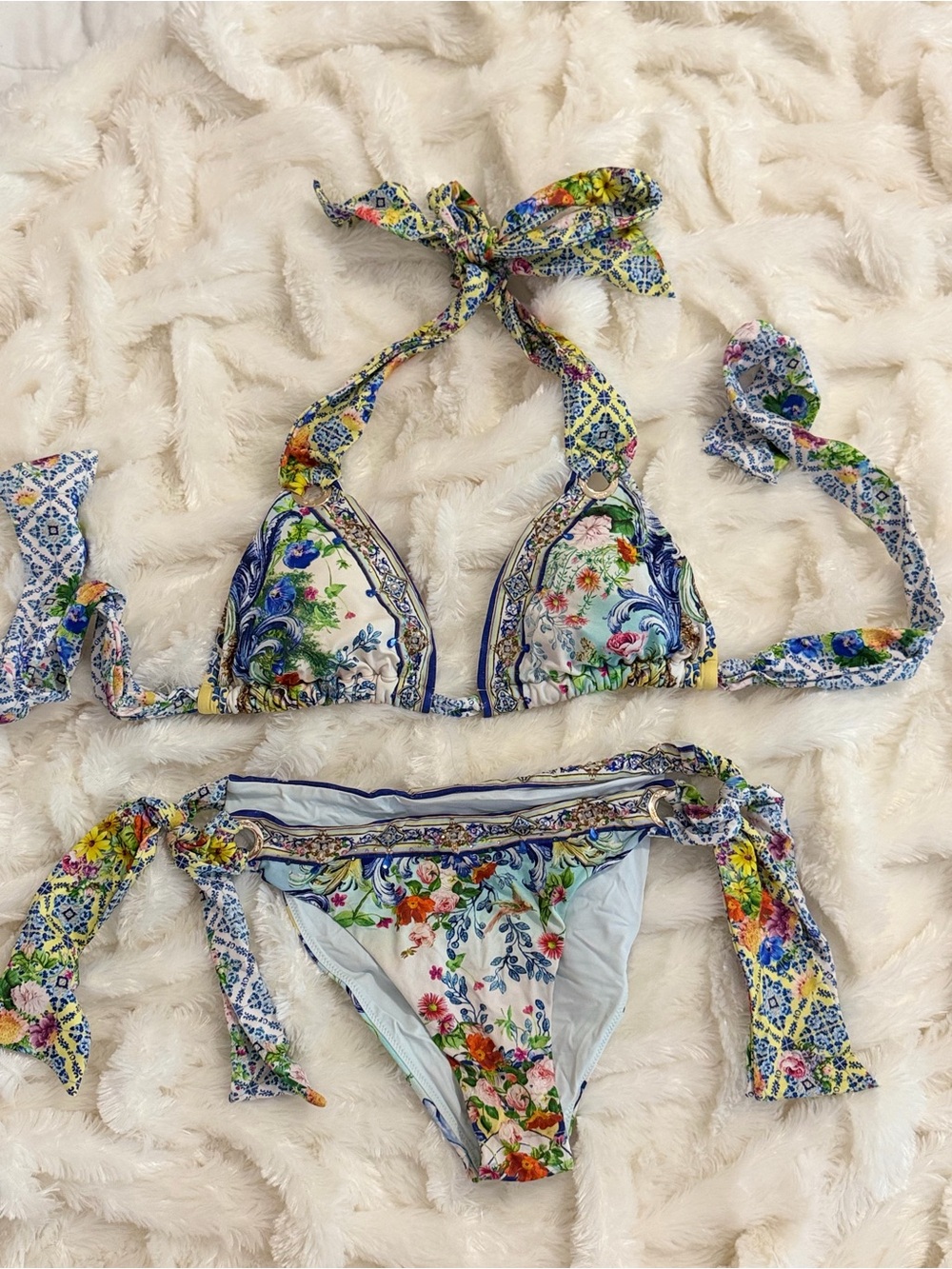 CAMILLA Wall To Wall Wonders Eyelet Tie Bikini Set